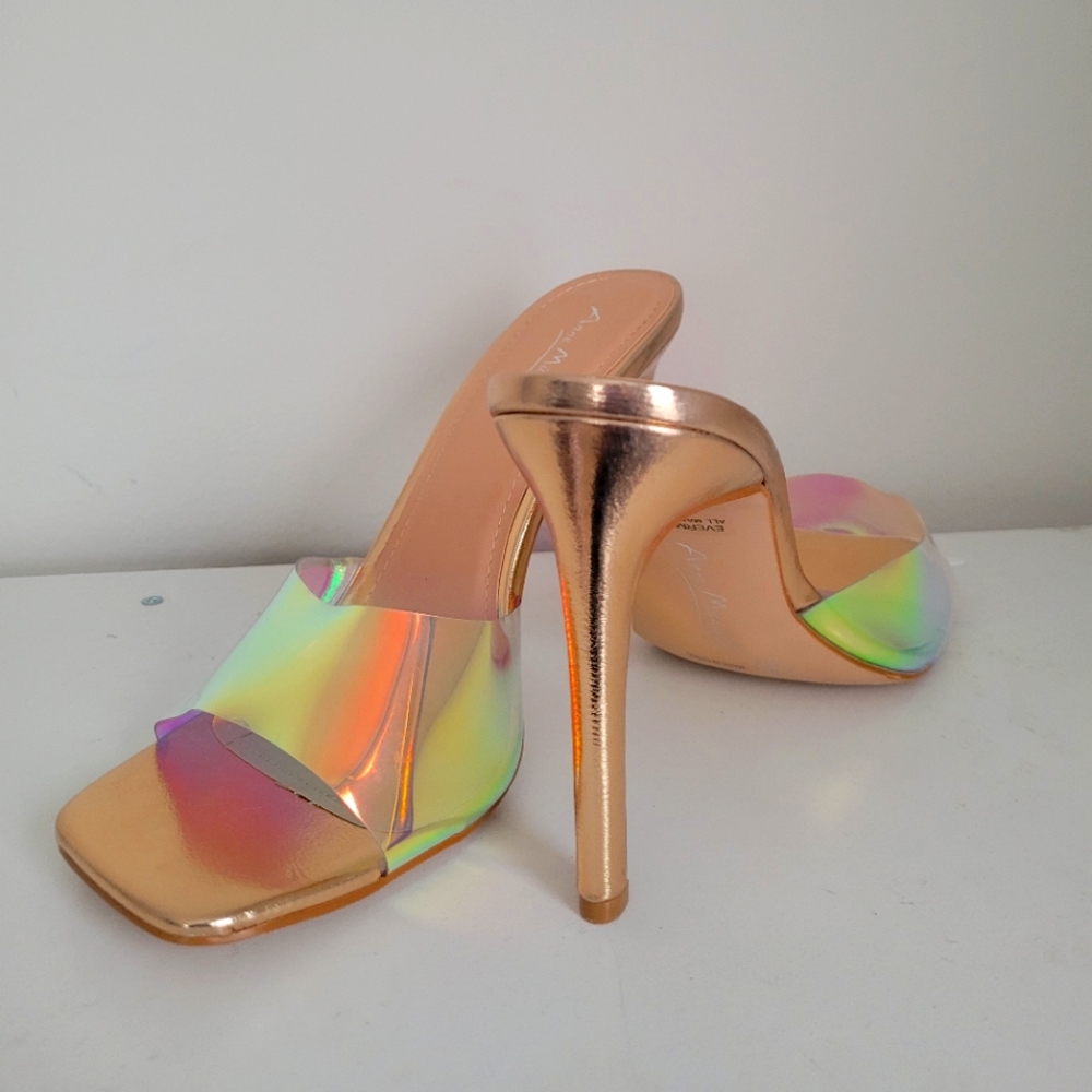 Multi color open toe heel
